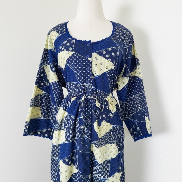 April Cornell Patchwork Midi Dress Cardigan Set 3/4 Sleeve Button Down Long - Picture 10 of 16